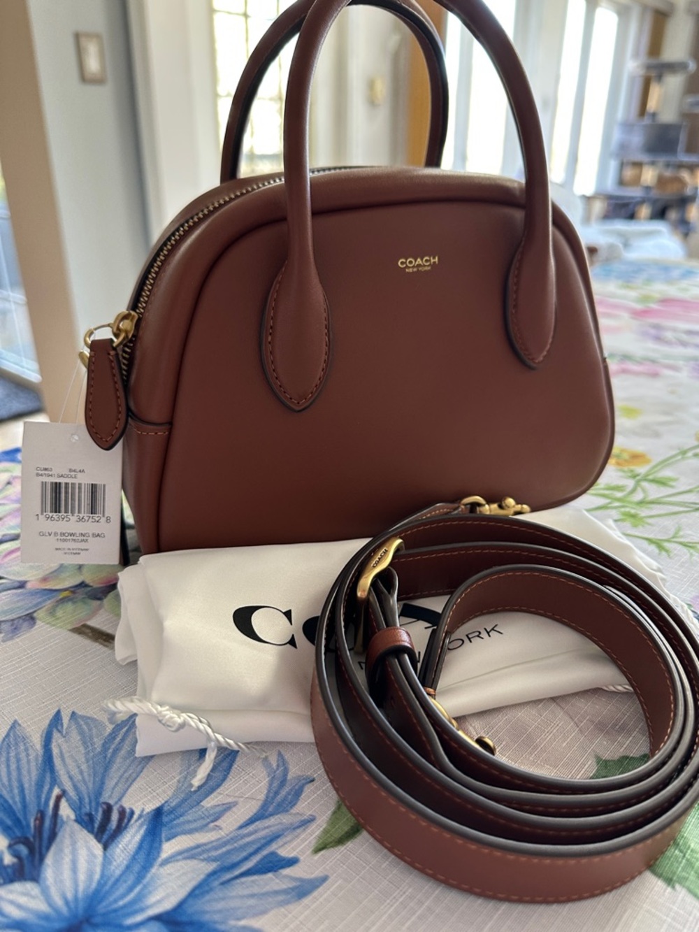 Coach Borough Bowling Bag in color Saddle with Gold Hardware - Picture 2 of 9